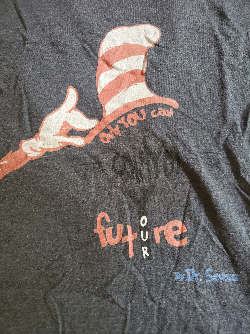 Gildan Black Dr. Seuss "Only You Can" Graphic Tee with Red and White Hat